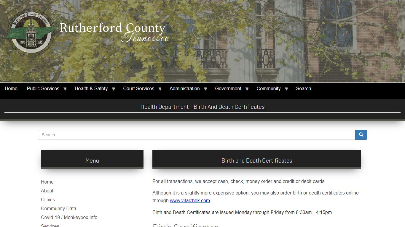 Health Department - Birth and Death Certificates